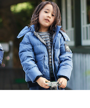 【撥水加工】タフタフラップポケットフードダウンコート(95~150cm)