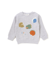 【裏起毛】はたらくくるまイヌ恐竜サガラ刺しゅうトレーナー(80~130cm)