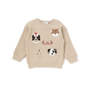 【裏起毛】はたらくくるまイヌ恐竜サガラ刺しゅうトレーナー(80~130cm)