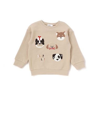 【裏起毛】はたらくくるまイヌ恐竜サガラ刺しゅうトレーナー(80~130cm)