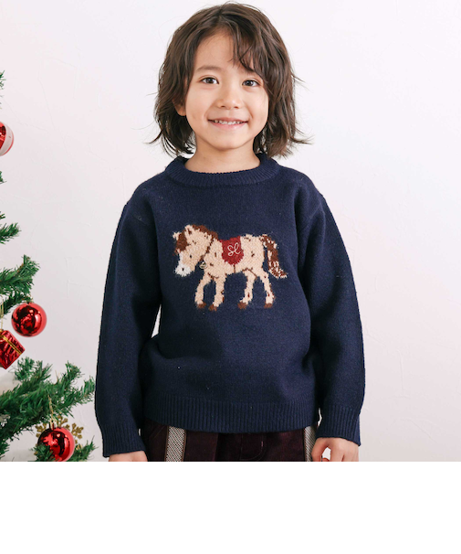 ウマクマネコアニマルモチーフニットトップス(80~130cm)