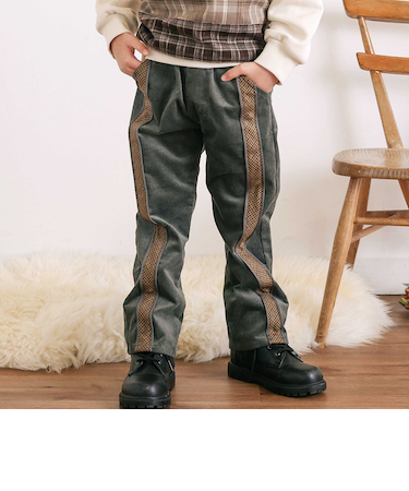 パイピングチェックサイドラインロングパンツ(80~130cm)