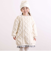 【お揃い】天使の羽もこもこケーブルボアワンピース(80~130cm)