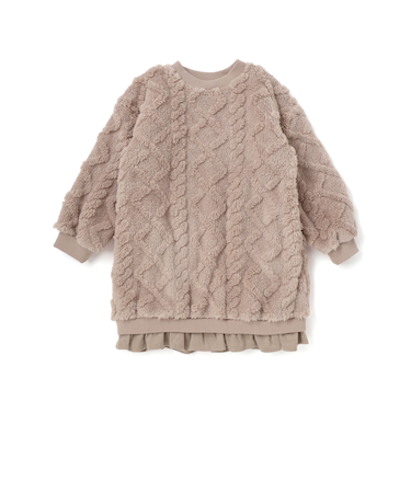 【お揃い】天使の羽もこもこケーブルボアワンピース(80~130cm)