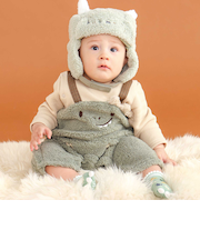 アニマルクマ恐竜モチーフぽこぽこボアカバーオールベビー(60~80cm)