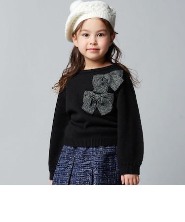 BIGリボンモチーフニットプルオーバー(100~150cm)