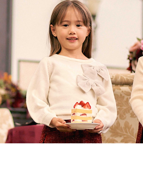 BIGリボンモチーフニットプルオーバー(100~150cm)