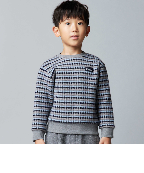 ダイヤMIXボーダーカットニットプルオーバー(90~150cm)