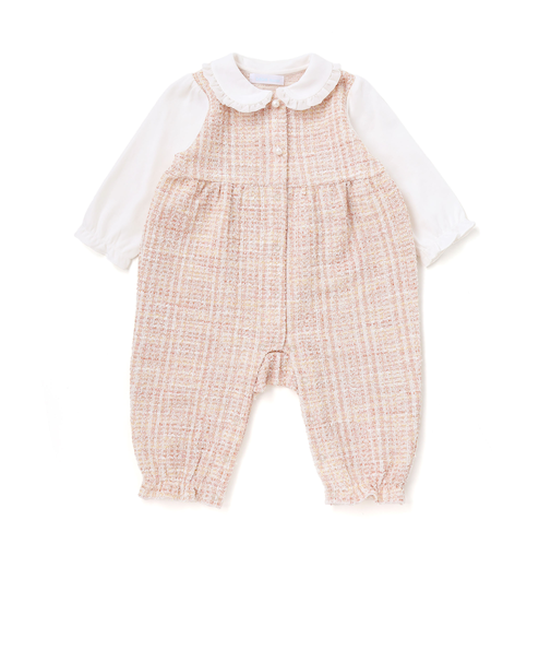 【お揃い】ツイードジャガード白襟カバーオール(70~80cm)