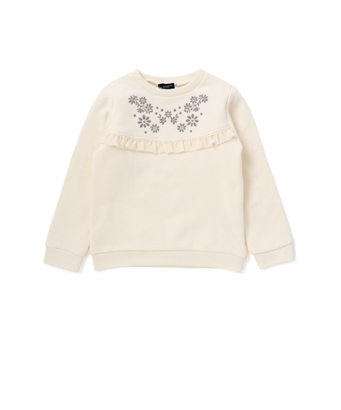 裏起毛フラワー刺しゅう切り替えフリルトレーナー(90~150cm)