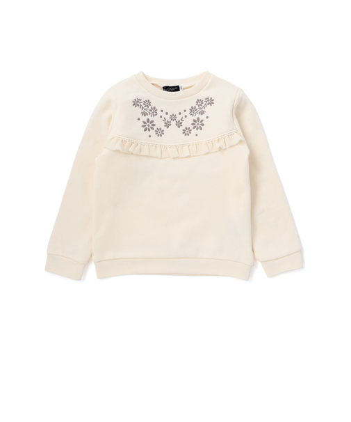 裏起毛フラワー刺しゅう切り替えフリルトレーナー(90~150cm)