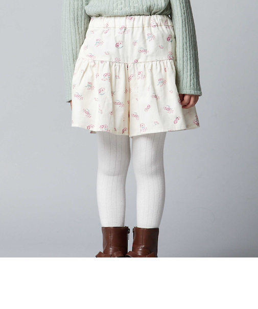 【お揃い】シャツコールGirlyフラワープリントキュロットパンツ(90~150cm)