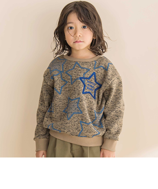 メランジ裏毛起毛星刺しゅうトレーナー(80~130cm)