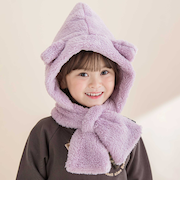 ボアフリースネコウサギフードマフラー