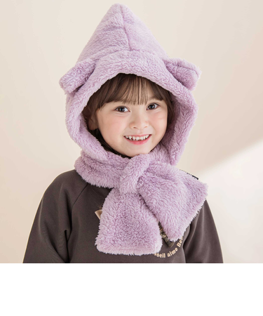 ボアフリースネコウサギフードマフラー