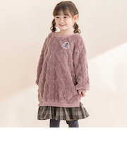 【お揃い】ケーブルボアxタータンチェックワンピース(80~130cm)