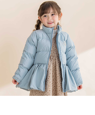 ペプラム付きタフタダウンコート(90~130cm)