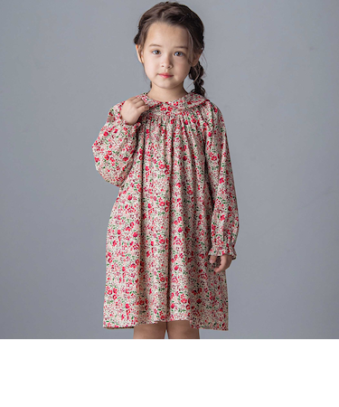 【日本製】リバティタナローン(Coward)花柄ワンピース(90~140cm)