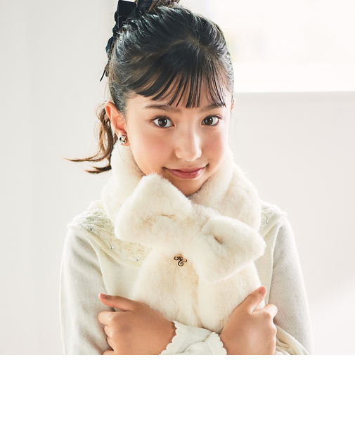 リボンふわふわファーマフラー