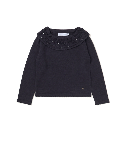 ラインストーン付きボリュームネックセーター(100~140cm)