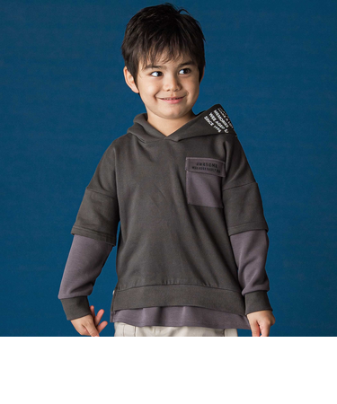 レイヤード風BIGフーディトレーナー(110~160cm)