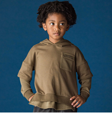 レイヤード風BIGフーディトレーナー(110~160cm)