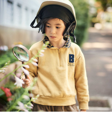 裏起毛チェック切り替えハーフジップトレーナー(90~150cm)