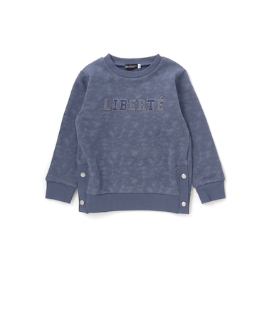 ムラ染めサイドスナップロゴパッチトレーナー(90~160cm)