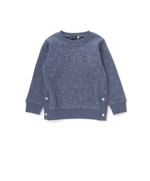 ムラ染めサイドスナップロゴパッチトレーナー(90~160cm)