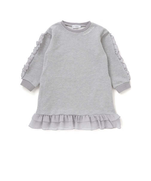 【店舗限定】裏毛チュールフリルワンピース(95~150cm)