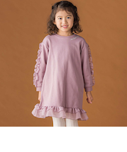 【店舗限定】裏毛チュールフリルワンピース(95~150cm)