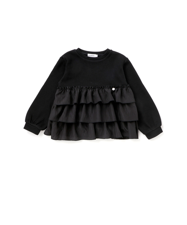 【店舗限定】ニットリブ+フリルトレーナー(95~150cm)