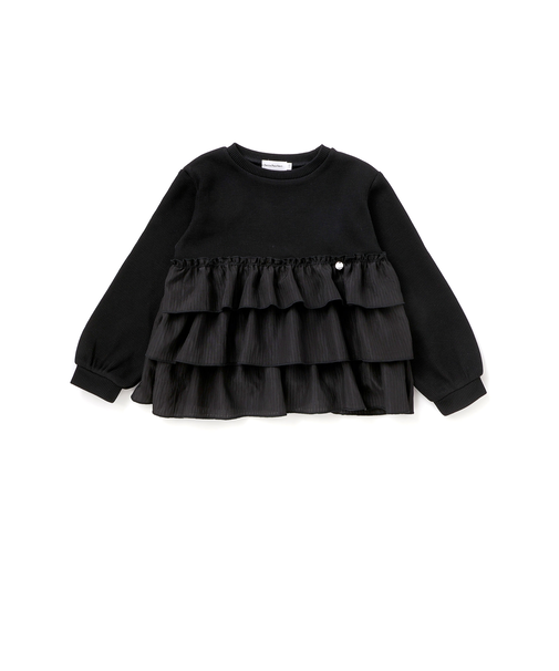 【店舗限定】ニットリブ+フリルトレーナー(95~150cm)