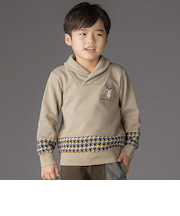 【店舗限定】【お揃い】ショールカラー裏毛×ノルディック切り替えトレーナー(95~150cm)