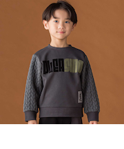 【店舗限定】裏毛×袖キルトジャガードトレーナー(95~160cm)