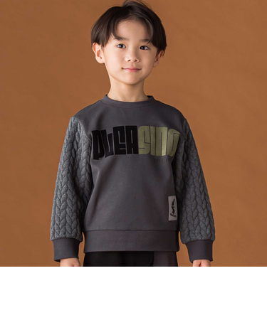 【店舗限定】裏毛×袖キルトジャガードトレーナー(95~160cm)