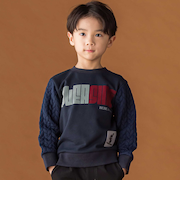 【店舗限定】裏毛×袖キルトジャガードトレーナー(95~160cm)