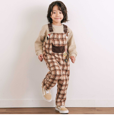 フロントポケットもこもこボアサロペット(80~110cm)