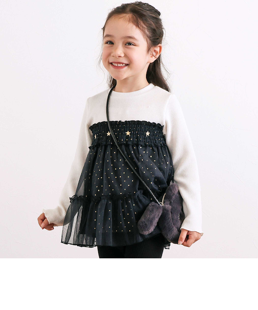 キラキラきらめくお星さまふんわりチュールトレーナー(80~130cm)