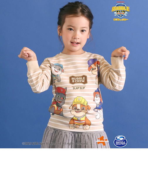 【「パウ・パトロール」スピンオフ・シリーズ「ラブル＆クルー」×SLAPSLIP】フロントプリントボーダートレーナー(90~130cm)