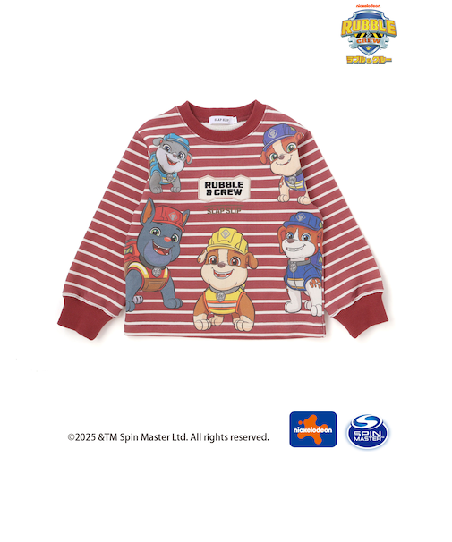 【「パウ・パトロール」スピンオフ・シリーズ「ラブル＆クルー」×SLAPSLIP】フロントプリントボーダートレーナー(90~130cm)