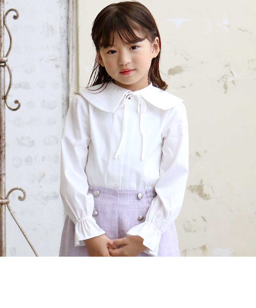 ストレッチウェザー付け襟キャンディスリーブブラウス(90~160cm)