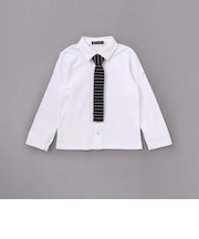 ニットタイ付きスムースストレッチ長袖シャツ(90~140cm)