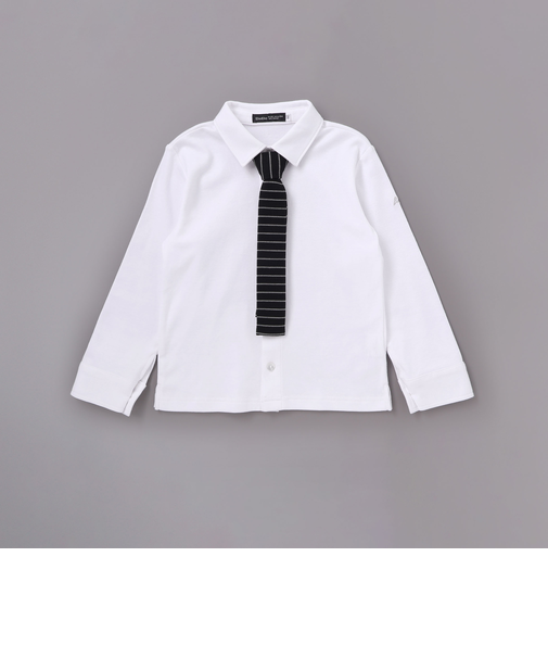ニットタイ付きスムースストレッチ長袖シャツ(90~140cm)