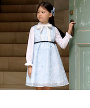 【日本製】オーガンジーフラワー刺しゅうドレス(110~130cm)