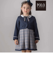 【POLO BCS(ポロ・ビーシーエス)×SLAP SLIPコラボ】袖切り替えジャケット+襟リボン付きチェックワンピース(110~130cm)