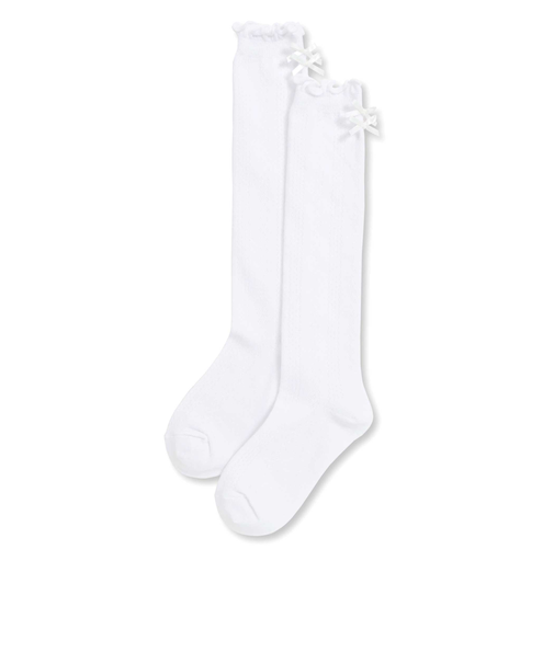 バックリボン透かし編みハイソックス(15~24cm)