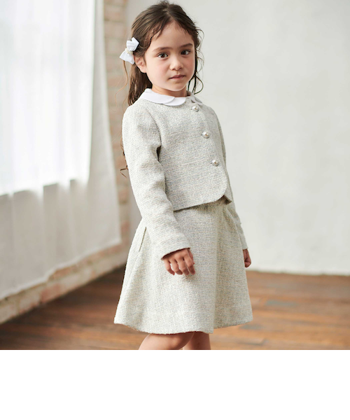 ラメ入りツイードジャケットスカートセットアップ(110~130cm)｜ベベ