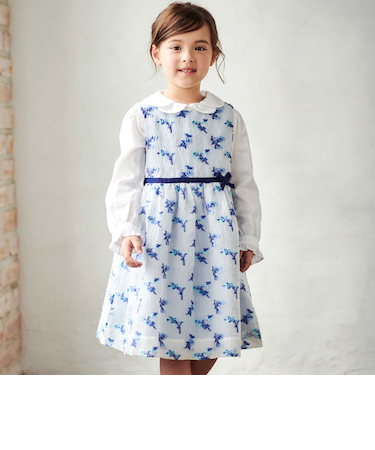 ジャガードフラワーリボン付きジャンパースカート(110~130cm)