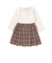 ティアラ刺しゅう付きチェックプリーツドッキングワンピース(90~130cm)